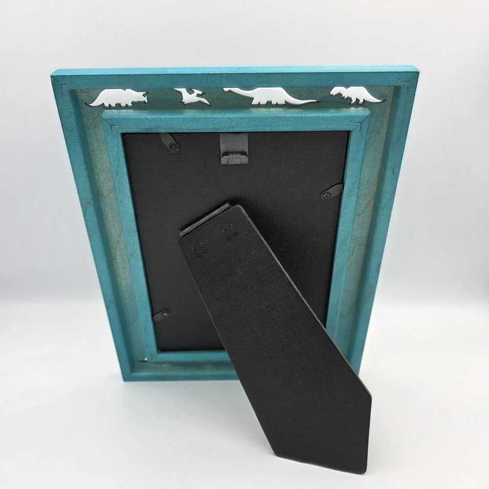 New Vtg 1993 Lasercraft Teal Dinosaur Theme Cutouts Picture Photo Frame 5 X 7